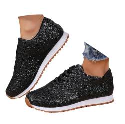 Viunychn Glitzer Schuhe Damen Elegant Sneaker Silvester Turnschuhe Glänzend Karneval Brautschuhe Flach Party Festliche Stiefeletten Pailletten Rave Damenschuhe Laufschuhe von Viunychn