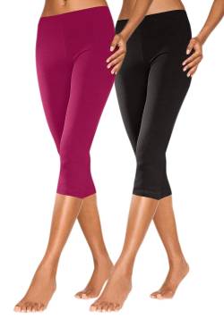 Doppelpack Capri-Leggings, himbeere+schwarz, Gr.52/54 von Vivance Active