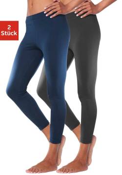 Doppelpack Leggings mit Gummibund, jeansblau, Gr.44/46 von Vivance Active