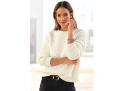 Rundhalspullover VIVANCE Gr. 36/38, beige (creme) Damen Pullover mit besonderem Stickmuster von Vivance