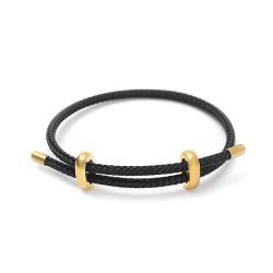 Viwind Armband Damen Verstellbare Stahldraht Armbänder 23cm Geflochten Armreif Titanstahl-Gewebtes Armschmuck Freundschaftsarmband Mit Geschenkbox (Schwarz) von Viwind