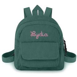 Personalisierter Rucksack mit Namen für Mädchen und Jungen, Individuell Bestickte Schultasche, Kleinkind-Schulkindergarten-Rucksack, Mini Rucksack Mädchen für Kleinkinder, Cord-Büchertasche für Kinder von Vlagots