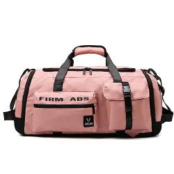 Vllcsla Sporttasche & Reisetasche für Damen und Herren 67.2L Groß, 64x35x30 cm wasserdichte Trainingstasche, Schuhfach & Nassfach, Sporttasche Rucksack 2 in 1 Wanderrucksack Tagesrucksack (Rosa) von Vllcsla