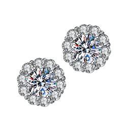 Voberry Ohrstecker Damen Imitation Moissanite Silber Ohrringe Schmuck Ohrschmuck Geburtstagsgeschenke Geschenk für Freundin, Ehefrau, Mutter von Voberry