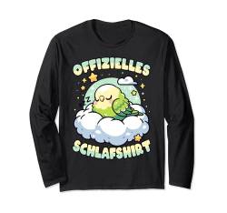 Offizielles Schlafshirt Wellensittich Schlafanzug & Schlaf Langarmshirt von Vogel Tier Pyjama Geschenk Damen Herren Kinder