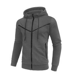 Volemo Kapuzenjacke für Herren Zip Hoodie Kapuzenpullover Sweatjacke Herren mit Reißverschluss Taschen Dunkelgrau XXL von Volemo