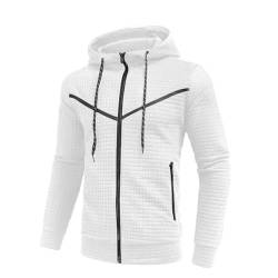 Volemo Kapuzenjacke für Herren Zip Hoodie Kapuzenpullover Sweatjacke Herren mit Reißverschluss Taschen Weiß L von Volemo