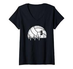 Damen Volleyball Herzschlag Volleyballspieler Damen Herren Kinder T-Shirt mit V-Ausschnitt von Volleyball Bekleidung Damen Herren Mädchen Jungen