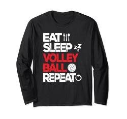 Eat Sleep Volleyball Repeat Herren Damen Kinder Volleyball Langarmshirt von Volleyball Bekleidung Damen Herren Mädchen Jungen