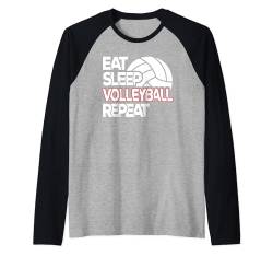 Eat Sleep Volleyball Repeat Herren Damen Kinder Volleyball Raglan von Volleyball Bekleidung Damen Herren Mädchen Jungen