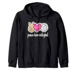 Peace Love Volleyball Volleyballspieler Damen Mädchen Kinder Kapuzenjacke von Volleyball Bekleidung Damen Herren Mädchen Jungen