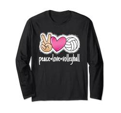 Peace Love Volleyball Volleyballspieler Damen Mädchen Kinder Langarmshirt von Volleyball Bekleidung Damen Herren Mädchen Jungen