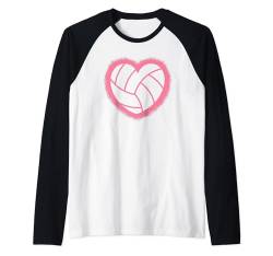 Volleyball Herz Volleyballspieler Damen Mädchen Kinder Raglan von Volleyball Bekleidung Damen Herren Mädchen Jungen