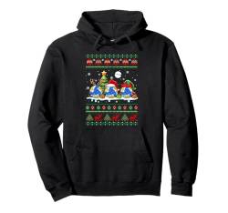 Volleyballbälle Weihnachtspullover Drei Weihnachtsmann Elfe Rentier Pullover Hoodie von Volleyball Christmas Costume