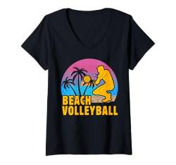 Damen Beachvolleyball Sommer Lustiges Zitat T-Shirt mit V-Ausschnitt von Volleyball Funny Saying Design Ideas