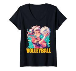 Damen Beachvolleyball Sommer Lustiges Zitat T-Shirt mit V-Ausschnitt von Volleyball Funny Saying Design Ideas