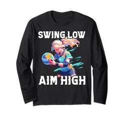 Swing Low Ziel High Volleyball Sommer Lustiges Zitat Langarmshirt von Volleyball Funny Saying Design Ideas