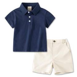 Volunboy 2tlg Babykleidung Set, Sommer Kleidung Outfit Kurzarm Polo Shirt Top + Shorts Bekleidung Sets für Jungen（Solide Marineblau，3-4 Jahre，Größe 110） von Volunboy