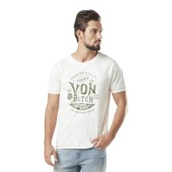 Prest Herren-T-Shirt, 100 % Baumwolle, Beige, Schwarz, Größe M, weiß, M von Von Dutch