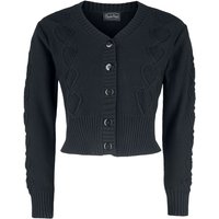 Voodoo Vixen - Rockabilly Cardigan - Jazmine 1940s Black Heart Knit Cardigan - XS bis XXL - für Damen - Größe S - schwarz von Voodoo Vixen