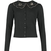 Voodoo Vixen - Rockabilly Cardigan - Moon Phase Cat Emb Cardigan - XS bis XXL - für Damen - Größe XXL - schwarz von Voodoo Vixen