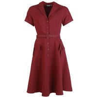 Voodoo Vixen - Rockabilly Kleid knielang - Button Up Bow Detail Dress - XS bis XXL - für Damen - Größe XL - rot von Voodoo Vixen