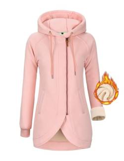 Voqeen Kapuzenpullover Damen Lange Zipper Hoodie Damen Sweatjacke Herbst Winter Jacke Pullovermit Fleecefutter,M von Voqeen