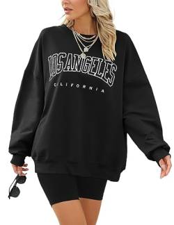 Voqeen Sweatshirt Damen Oversize Los Angeles Y2k Langarmshirt Damen mit Kapuze Rundhals Pullover Casual Tops von Voqeen