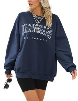 Voqeen Sweatshirt Damen Oversize Los Angeles Y2k Langarmshirt Damen mit Kapuze Rundhals Pullover Casual Tops von Voqeen