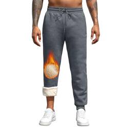 Vorvowry Jogginghose Herren Winter Thermo Sweatpants Dicke Warme Baumwolle Gefüttert Fleecehose Breite Trainingshose Lang Sporthose Elastischer Bund mit Kordelzug L Leggings Dunkelgrau von Vorvowry