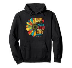 Harris Walz Walzer Wahlabstimmung 2024 Frieden Liebe Gleichheit Pullover Hoodie von Vote Shirts Election Apparel Co.