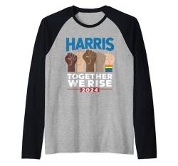 Kamala Harris: Together We Rise Equality — Wahl in den USA 2024 Raglan von Vote Shirts Election Apparel Co.