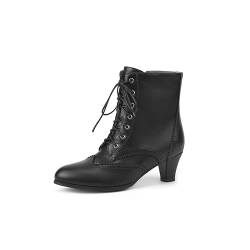 Voviggiw Damen Vintage Viktorianische Stiefel With Side Reißverschlusspers Wintip Schnüren Knöchel Stiefel Black Große 36 von Voviggiw