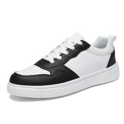 Vrupons Modische Paare Freizeitschuhe Unisex Jugendlicher Sport Skateboarding Turnschuhe Leichte Atmungsaktive Schnürung rutschfeste Sohle (Schwarz Weiß, 42 EU) von Vrupons