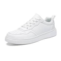 Vrupons Modische Paare Freizeitschuhe Unisex Jugendlicher Sport Skateboarding Turnschuhe Leichte Atmungsaktive Schnürung rutschfeste Sohle (Weiß, 45 EU) von Vrupons