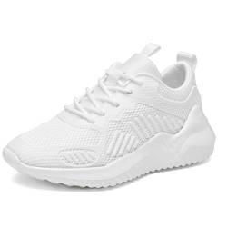 Vrupons Paar Mesh Sneakers Leichte Atmungsaktive Freizeit Laufschuhe Unisex Schnürstil für Aktiven Lebensstil und Alltag Leichtes Atmungsaktives Gewebe (Weiß, 38 EU) von Vrupons