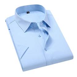 Vsadsau Herren Einfarbig Kurzarm Slim Shirt Sommer Business Freizeit Hemd Große Größe, hellblau, 6XL von Vsadsau