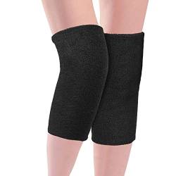 Vspek Kniewärmer für Damen Herren Winter Warm Knieschützer Elastisch Doppelschicht Beinwärmer Knieschoner für Fußball Tanzen Yoga Sport (Schwarz) von Vspek