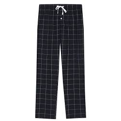 Vulcanodon Pyjamahose Herren lang Schlafanzughose kariert Schlafhose leicht Pyjama Hose mit Taschen weiche Lounge Hose (Schwarz, M) von Vulcanodon