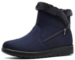 Vunavueya Damen Winterstiefel Warm gefütterte Winterschuhe Schneestiefel Winter Schlupfstiefel Kurzschaft Stiefel Boots Schuhe Blau -A 39.5 EU/255CN von Vunavueya