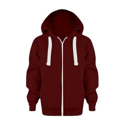 Sweatjacke Jungen mit Kapuze Sweatshirt Mit Reißverschluss Kapuzenpullover Kinder Jungen Zip up Hoodie Kapuzenjacke Langarm Pullover Hoody Kapuzenjacke Jungen Mädchen (Bordeaux, 9-10 Jahre) von Vuncio