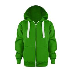 Sweatjacke Jungen mit Kapuze Sweatshirt Mit Reißverschluss Kapuzenpullover Kinder Jungen Zip up Hoodie Kapuzenjacke Langarm Pullover Hoody Kapuzenjacke Jungen Mädchen (Grün, 7-8 Jahre) von Vuncio