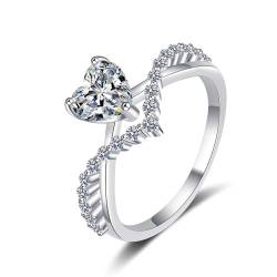 1 Karat Moissanit Ring für Frauen D Farbe VVS1 925 Sterling Silber Herzschliff Moissanit Ringe Simulierter Diamant Ehering Versprechen Ring mit Certifica (5) von WAHZAUS