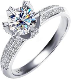 1 Karat Moissanit Verlobungsringe für Frauen D Farbe VVS1 Klarheit Rot/Blau/Grün Diamant Ringe 925 Sterling Silber Ringe Rund Schliff Geschenke Moissanit Hochzeit Bands (8,Weiß) von WAHZAUS