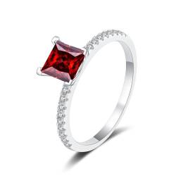 1 Karat Princess Cut Moissanit Ring für Frauen Sterling Silber Jahrestag Versprechen Ehering D Farbe VVS1 Moissanit Verlobungsringe Diamantringe mit Zertifikat (Dunkelrot,18.9) von WAHZAUS