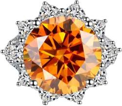 10 Karat Moissanit Eheringe D Farbe VVS1 Klarheit Sterling Silber Diamant Ringe für Frauen Gelb/Grün/Rosa Moissanit Verlobungsringe mit Zertifikat (Orange,7) von WAHZAUS