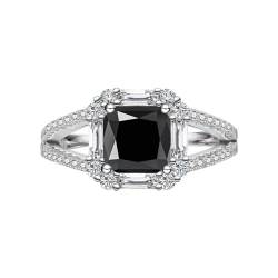 2 Karat Moissanit Ringe für Frauen S925 Sterling Silber D Farbe VVS1 Prinzessinnenschliff Moissanit Trauringe Labor erstellt Diamant Verlobungsring Versprechen Ring mit Zertifikat (6,Schwarz) von WAHZAUS