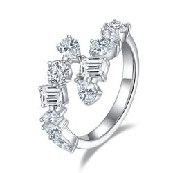 2.6 Karat Moissanit Ringe für Frauen D Farbe VVS1 925 Sterling Silber Birne/Runde/Smaragd/Marquise Schliff Moissanit Eheringe Labor erstellt Diamant Verlobungsring Diamant Versprechen Ring (8) von WAHZAUS