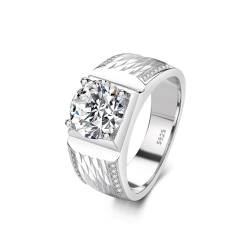 3 Karat Moissanit Verlobungsringe für Männer Rundschliff Sterling Silber Jahrestag Versprechen Ehering D Farbe VVS1 Moissanit Ringe Diamant Ringe mit Zertifikat (16.5) von WAHZAUS