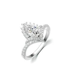 Moissanit Ringe für Frauen 1 Karat D Farbe VVS1 925 Sterling Silber Marquise Cut Moissanit Verlobungsringe Labor erstellt Diamant Eheringe mit Zertifikat (8) von WAHZAUS